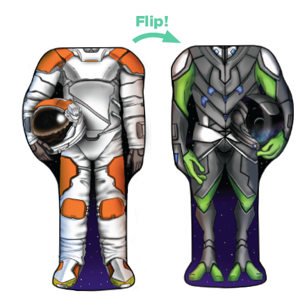 Luvsy Flip Blanket - Astronaut & Alien, 2 Blankets in 1